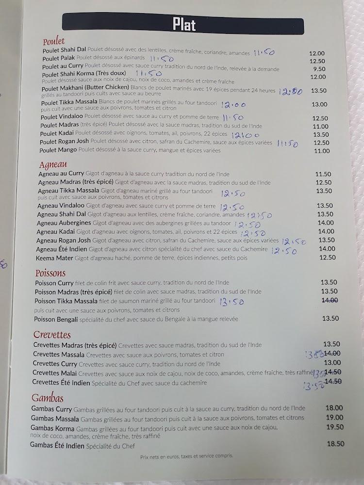Restaurant L'ÉTÉ INDIEN - Menu Image 4